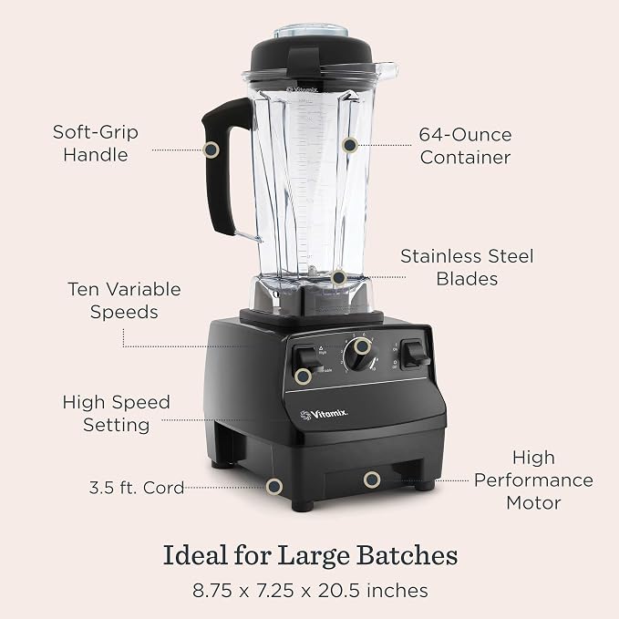 Vitamix 5200 Professional-Grade Blender, 64 oz. Container, White | Kitchen Appliance for Smoothies, Soups and More, Variable Speed, Self-Cleaning, High..