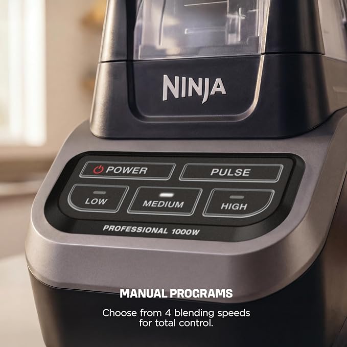 Ninja Professional Blender, 1000W, Total Crushing Tech, 72oz Pitcher, BL610 1000W Total Crushing blades crush ice & blend smoothies, sauces. XL 72-oz pitcher for family batches. Dishwasher-safe