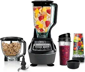 Ninja Kitchen System Pro, 1500W, 72oz Pitcher, 8-Cup, Black, BL770 1500W all-in-one blends smoothies, processes salsa & dough. 72-oz pitcher, 8-cup processor bowl, (2) 16-oz cups.